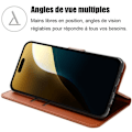 Pikkukuva 2 / 4: iPhone 16 Pro Max -kotelo, Lompakko Kotelo Iskun- ja naarmuuntumaton PU-nahka Ruskea