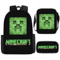 MINECRAFT Tryckt Ryggsäck 3-delat Set för Högstadieelever 3