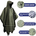 Miniatyrbild 3 av 4: Vattentät regnponcho, lätt, återanvändbar regnponcho för vuxna, 3-i-1 multifunktionellt regnskydd, poncho vattentät vuxen one size