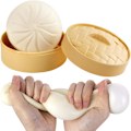 Miniatyrbillede 1 af 5: Dumpling Squishy, Dumpling Stressbold, Dampet Fyldt Bolle, Stresslindrende Squishy Bolle Legetøj til Halloween Projekter, Snyd Folk, Børns Leg