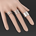 Miniatyrbillede 4 af 5: 3 stk./sæt Mode Åbne Ringe Midi Finger Knuckle Stack Ringe Charms Julegave Silver