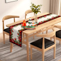 Miniatyrbillede 2 af 4: Julebordløber med Kardinal, Buffalo Plaid Tjek, Julestjerne, Kristtorn, Jul, Vinter, Hjemmedekoration (33×275cm) 13" x 108" size