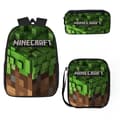 MINECRAFT Tryckt Ryggsäck 3-delat Set för Högstadieelever 31