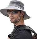 Solhat til mænd UV-beskyttelse safarihat sommer udendørs fiskerhat grå