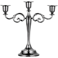 Miniatyrbilde 1 av 4: 3-armet metallkandelaber lysestake sølv europeisk elegant lysestake lysestativ for bryllup middagsbordet jul fest hjeminnredning svart black