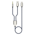 Pikkukuva 1 / 5: 1 Split 2 Type C - USB A 3,5 mm Aux -kaapeli Stereo Hifi -ääni autokaiuttimelle Blue