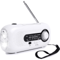 Miniatyrbillede 1 af 10: Vind Op Radio, Solcelled Håndsvingbar Bærbar Nød AM/FM Vejrradio, 2000mAh Overlevelsesradio white
