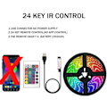 Miniatyrbild 1 av 6: RGB LED ljusslinga USB 1/2/3/4/5M LED ljusslinga LED ljusslinga, 5V ljusslinga infraröd 24-knapps fjärrkontroll qd 3M