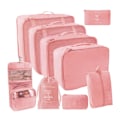 Miniatyrbillede 1 af 10: 9 stk/11 stk Rejsetaske Opbevaringspose Sæt Solid Farve Bærbar Kufferttøj Pakning Pose til Rejse Pink 9 pcs