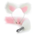Miniatyrbilde 4 av 4: Sensuell Fox Metal Butt Plug med hårnålssats hale for par hvit B