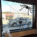 Miniatyrbilde 4 av 5: 12ft gigantisk rund Halloween edderkoppnett kunstig pels rekvisitt skummel utendørs dekorasjon for uteplass dør sammenleggbar edderkoppnett