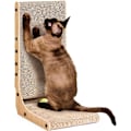 Miniatyrbild 2 av 4: EHEYCIGA Kattklösbräda i Kartong för Innekatter, 48 cm L-formad Vertikal Kattklösbräda med Boll, Liten Kattklösmatta, Brun
