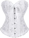 Korsett Toppar för Kvinnor, Bustier Shapewear Underkläder, Spets Midja Push Up Bodysuit Vit White L