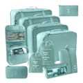 Miniatyrbilde 1 av 10: 9 stk/11 stk Reiseoppbevaringssett i ensfarget stoff Bærbar koffert Klærpakkepose for reise Blue 11 pcs