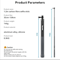 Miniatyrbild 5 av 5: 1,2 m kolfiber selfie-stick monopod, hopfällbar med 1/4 skruv för actionkamera