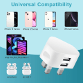 Miniatyrbild 7 av 9: 3-pack Dubbel USB-vägguttag UK Kompakt Nätladdare 2.1A