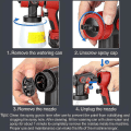 Miniatyrbilde 4 av 5: Elektrisk sprøytepistol for Milwaukee 18v batteri, 800 ml, trådløs malingssprøyte, egnet for bil, møbler, stålbelegg, airbrush