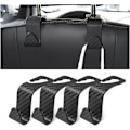Miniatyrbillede 1 af 4: Bilstol-Hovedstøtte-Kroge, 4-pak Carbon Fiber Stilfulde Bilstol-Hængere til Håndtasker, Klædtasker, Bilinteriør Tilbehør (Carbon Fiber/Sort)