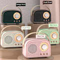 Pikkukuva 2 / 2: Retro Bluetooth-kaiutin, söpö mini-kaiutin, kannettava langaton kaiutin TWS:llä kotiin, ulkoiluun, matkalle, kirjahyllylle, vintage-sisustus