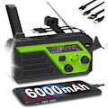 Miniatyrbild 1 av 7: 6000mAh Vev Radio, Nödradio, Handvevradio med 4 Inbyggda Kablar, AM/FM Radio