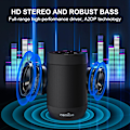 Pikkukuva 4 / 6: Bluetooth-kaiutin, 5.3 Bluetooth-kaiuttimet langattomasti, TWS-stereoparitus, sisäänrakennettu mikrofoni, 360° HDSound, IP65 vedenkestävä kaiutin, sopii lahjaksi miehille/naisille - Musta Black