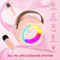 Pikkukuva 7 / 7: Karaoke-kone lapsille ja aikuisille, Mini kannettava Bluetooth-karaokekaiutin 2 langattomalla mikrofonilla ja valoilla, syntymäpäivälahjat tytöille