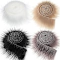 Miniatyrbilde 1 av 5: 1,5 m falsk pelsbånd trimstoffrull plysjpels trim lang plysjpels stoff fluffy trim DIY håndverk for vinterantrekk（Mørkegrå 1,5M)