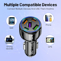 Miniatyrbilde 7 av 7: Port 75W USB Bil Lader Type C Bil Lader Hurtig Lading PD QC3.0 Telefonlader i Bil For iPhone Xiaomi Huawei Samsung black