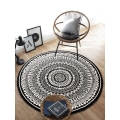 Miniatyrbillede 4 af 5: Rundt tæppe 100cm sort Mandala blødt badeværelse tæppe skridsikkert vaskbart accent kaste fluffy gulvmåtte til entre stue soveværelse børneværelse