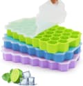 3-pack Silicone Ice Cube Tray with Lid, 37 Compartment Ice Maker, Easy Release, Reusable 111 Pieces Small Ice Cubes
