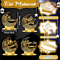 Miniatyrbilde 2 av 10: 4 stk Eid Mubarak Akrylpynt Ramadan Bordplakett Pynt Måne Stjerne Hengeanheng