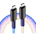 Miniatyrbillede 1 af 6: LED USB type c opladningskabel 66 W, RGB lysende gradvis belysning aluminiumskal USB C-kabel hurtig opladningskabel, type C-enhed (farverig) – 3,2 fod