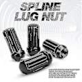 Pikkukuva 3 / 5: M14x1.5 Pyöränmutterit 24 kpl 14mmx1.5 7 Spline Drive Awl Kartio Pyöränmutterit 2 Tuumaa Pitkä Musta 2:lla