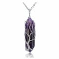Miniatyrbild 1 av 5: Livets träd Klar kvarts kristallhänge Halsband Silver Wire Wrapped Ädelsten Healing Point Chakra Kvarts Halsband för kvinnor män