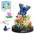 Miniatyrbild 1 av 6: Blombukett Byggsats för Vuxna, 530 PCS Djur Blommor Botanisk Samling Mini Byggklossar Set, Alla Hjärtans Dag för Hennes Mamma(Fjäril)