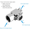 Miniatyrbillede 4 af 4: Vejskilleventil til bruser G1/2in Vandseparator Bruseradapter Tilbehør Brusehoved til badeværelse