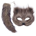 Pikkukuva 10 / 10: Tekokarva Ketun Hännän Kissat Mask Therian Mask ja Hännän Halloween Cosplays Party-WELLNGS Grey