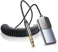 Bluetooth Aux-adapter Bluetooth v5.0 Trådlös bilmottagare USB till 3,5 mm Jack-adapter Inbyggd mikrofon Aux-ingång Handsfree-samtal Plug