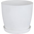 Miniatyrbillede 1 af 7: Hvide haveornamenter hvide potter med underskåle - Udendørs blomsterpotter med mat finish og bakke - Potter med underskåle Hvid White 20cm*17.5cm*14cm