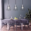 Miniatyrbilde 5 av 9: Svart taklampe ledning kurv metall kurv anheng belysning taklampe skygge, takmontering lys og industriell stil lys