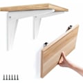 Miniatyrbild 1 av 5: 2 st Vikbara Väggfästen, Hyllfästen Hyllstöd Metall Vikbart Fäste Garagefäste DIY Vikbar Hylla, Vit 8\"/200mm