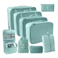 Miniatyrbilde 1 av 10: 9 stk/11 stk Reiseoppbevaringssett i ensfarget stoff Bærbar koffert Klærpakkepose for reise Blue 9 pcs