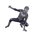 Miniatyrbild 3 av 5: Halloween Herr Svart Remy Spiderman Cosplay Kostym Venom Symbiote Remy Dräkt Zentai Bodysuit Vuxen Huva Jumpsuits Hooded Jumpsuits XXXL