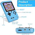 Miniatyrbild 2 av 4: Retro Handheld Spelkonsol med 400 Klassiska FC-Spel - 3,0 Tums Skärm Bärbar Videospelkonsol Blue