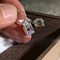 Miniatyrbilde 2 av 4: 4,20Ct Smaragdformet Moissanitt Ørepynt for Kvinner 14K Hvitt Gullbelagt