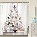 Rolig katt duschdraperi 180x200cm tecknad design vattentät polyester badrum Kleurrijk