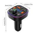 Miniatyrbillede 5 af 5: Bil Bluetooth FM-transmitter, Blå Ambient Lys Trådløs Radio Bilmodtager Adapter med håndfri funktion, Dobbelt USB-oplader