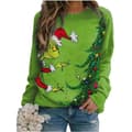 Grinch Jul Dame Mode Afslappet Sweatshirt Toppe grøn grøn green S
