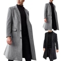 Pikkukuva 2 / 5: Miesten takki pitkä trenchcoat miehet Trenchcoat yksirivinen Musta Black L