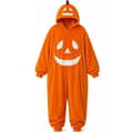 Halloween Græskar Hætte Onesie Pyjamas Sæt, Plys Græskar Pyjamas Outfit til Voksne Smiley Pumpkin - Orange L